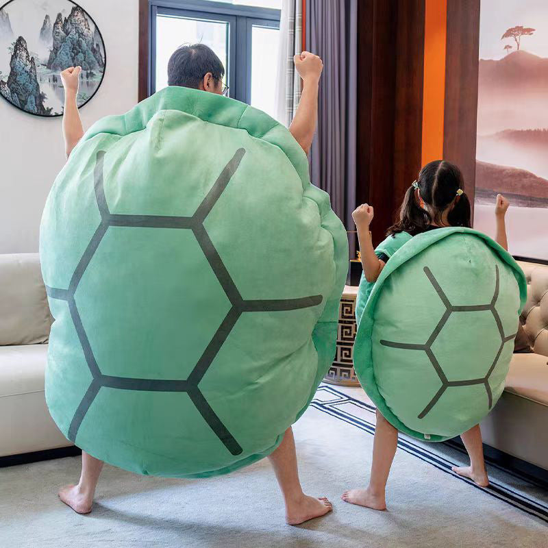 Oversized Plush Wearable Turtle Shell Costume With Adjustable Straps And Soft Foam Padding
