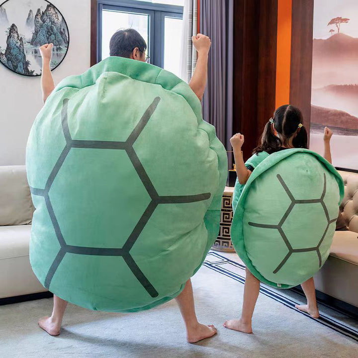 Oversized Plush Wearable Turtle Shell Costume With Adjustable Straps And Soft Foam Padding