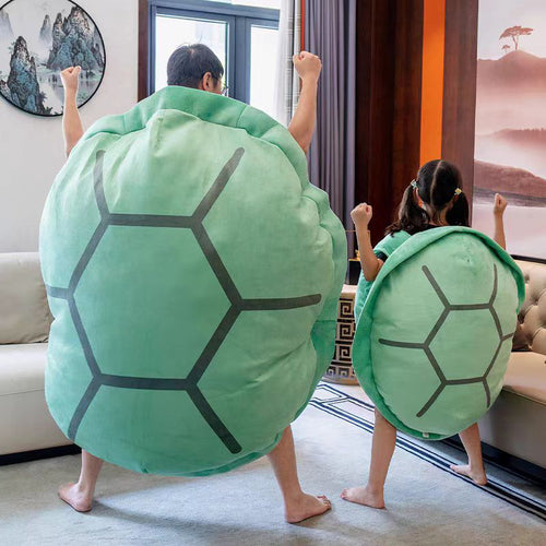 Oversized Plush Wearable Turtle Shell Costume With Adjustable Straps And Soft Foam Padding