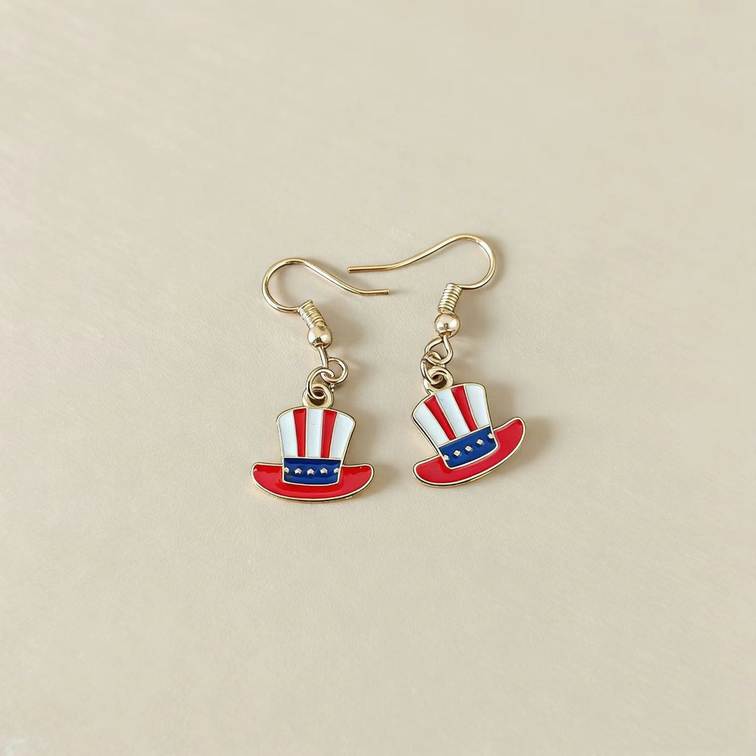 Ladies nan patriotic pearl earrings with US flag motif and fringes Bowlift