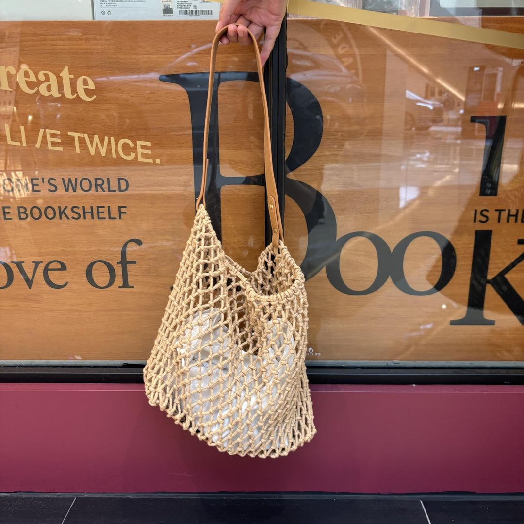 Elegant mesh bag with leather handles Bowlift