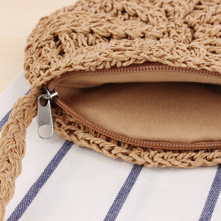 Round Bast Crossbody Bag with Tassels Bowlift