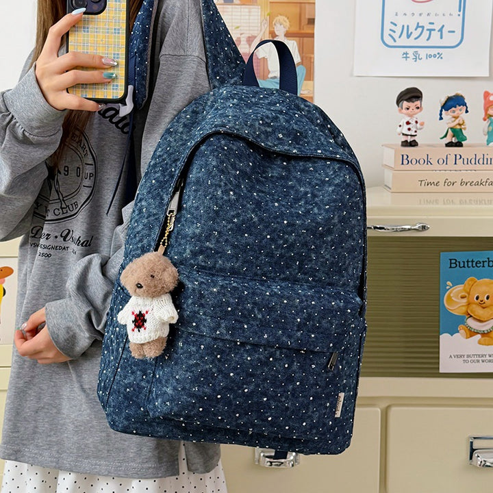 Casual Lightweight Backpack with Polka Dot Design Bowlift