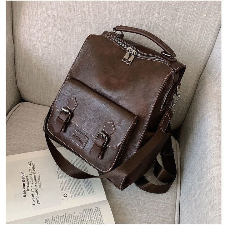 Multi-Functional Leather Backpack Bowlift