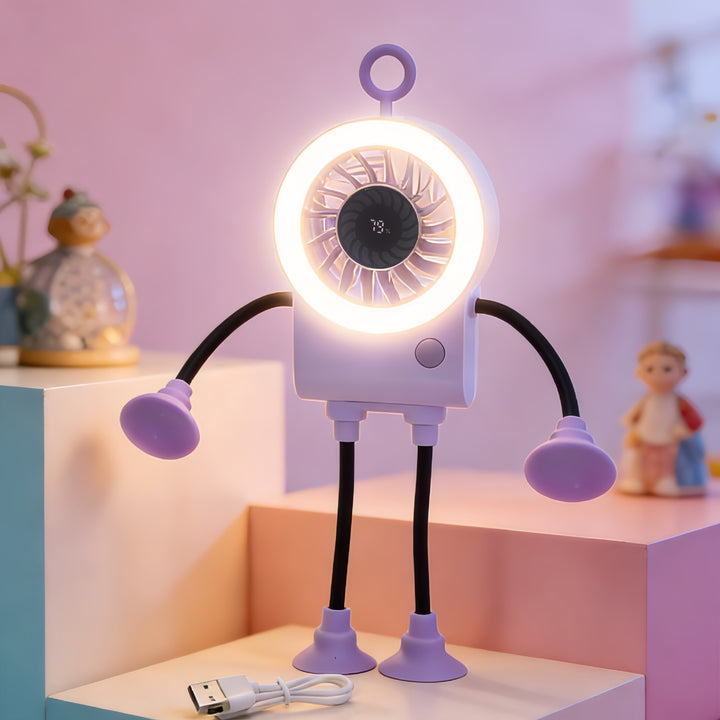 Creative USB Table Fan with LED Lighting Bowlift