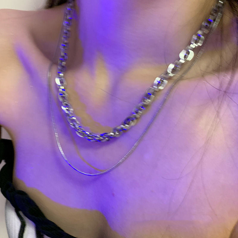 Layered Textured Chain Necklace Bowlift