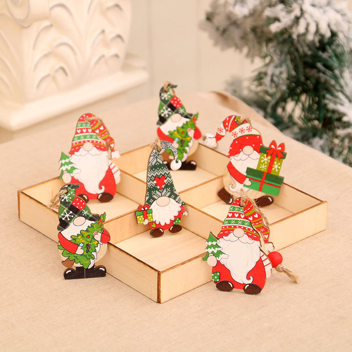 Decorative Wooden Gnome Figurine Set Bowlift