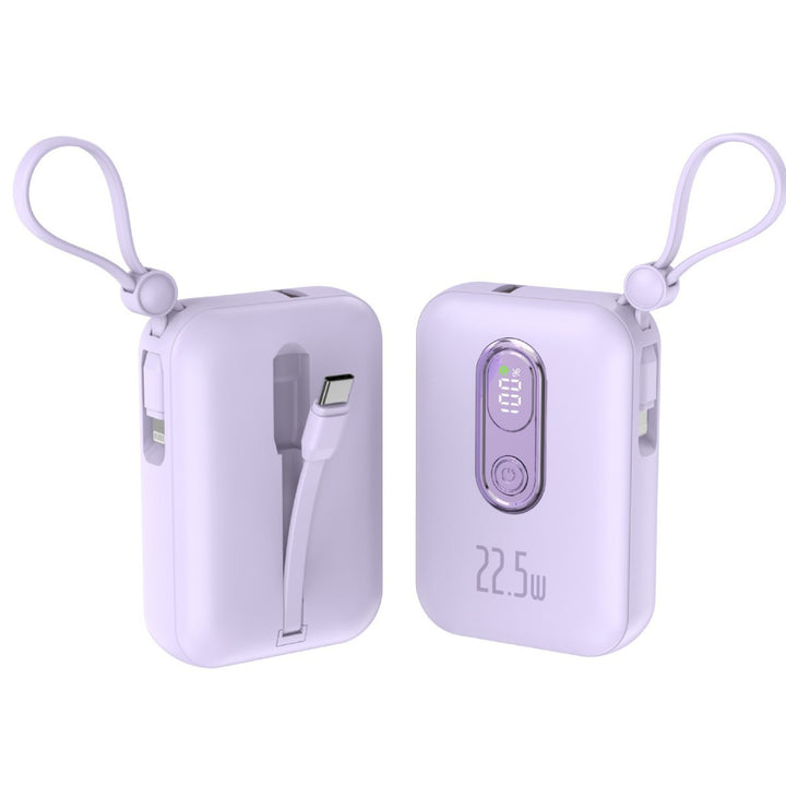 Portable power bank with integrated USB-C port and digital charge status display Bowlift
