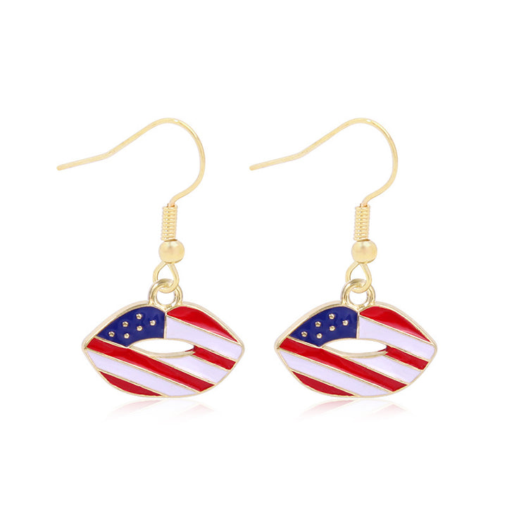 Women's lightweight star earrings with enamel flag design and fishhook Bowlift