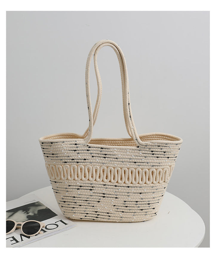Elegant Handcrafted Beach Bag with Fine Braided Pattern Bowlift