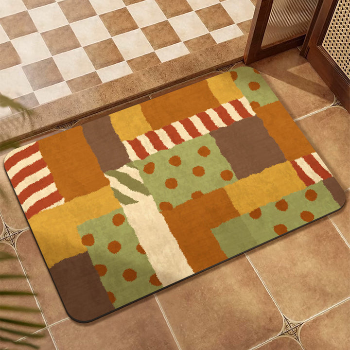 Colorful Patchwork Design Floor Mat Bowlift