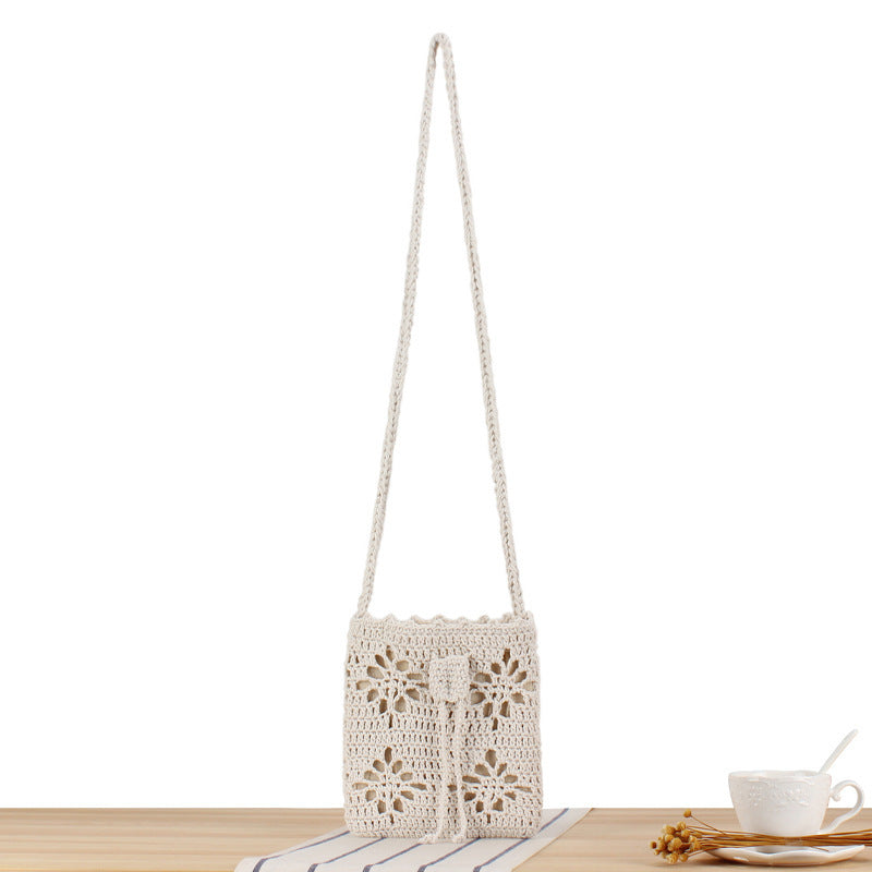 Handmade crochet shoulder bag with floral design Bowlift