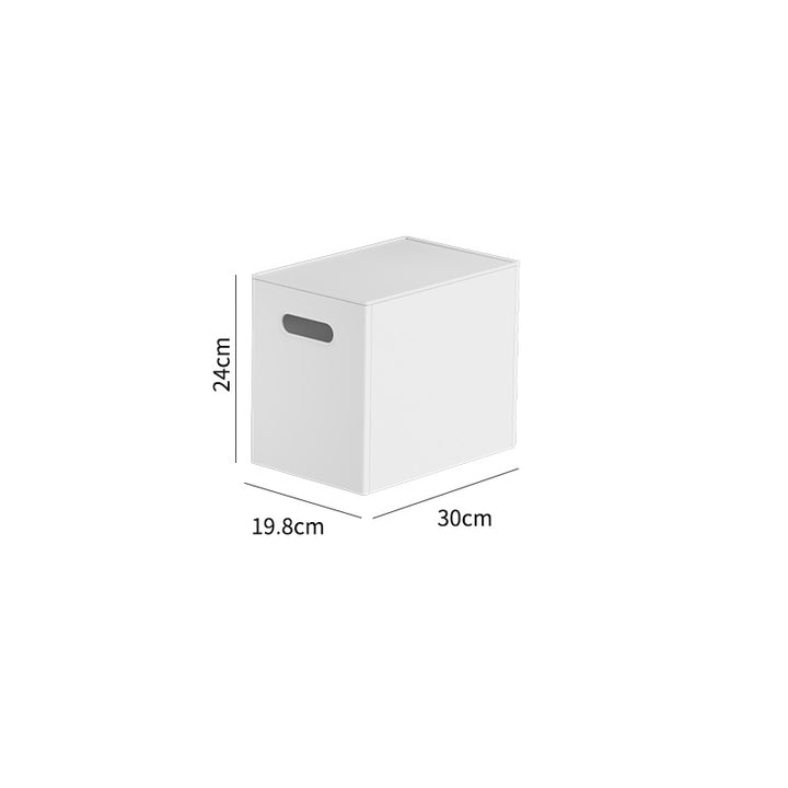 Robust square storage box with removable lid and integrated handle openings