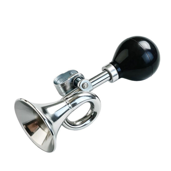 vintage squeeze bulb bicycle horn with chrome trumpet and adjustable clamp Bowlift