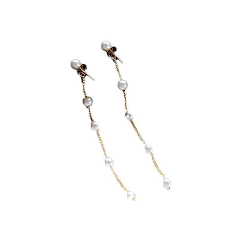 Pearl Chain Drop Earrings Bowlift