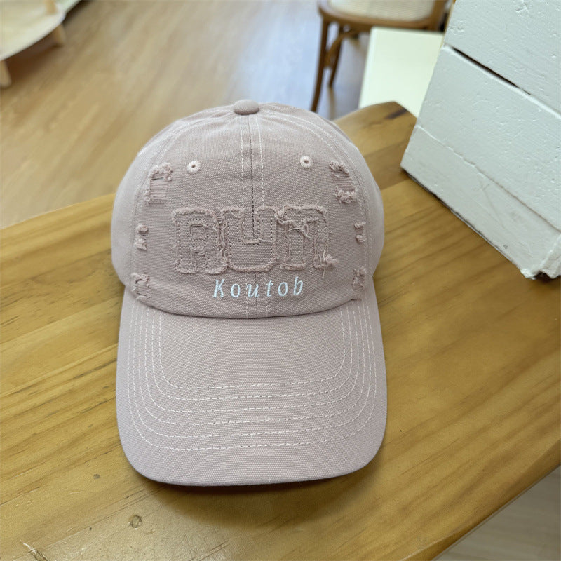 Men's Distressed Embroidered Baseball Cap Bowlift