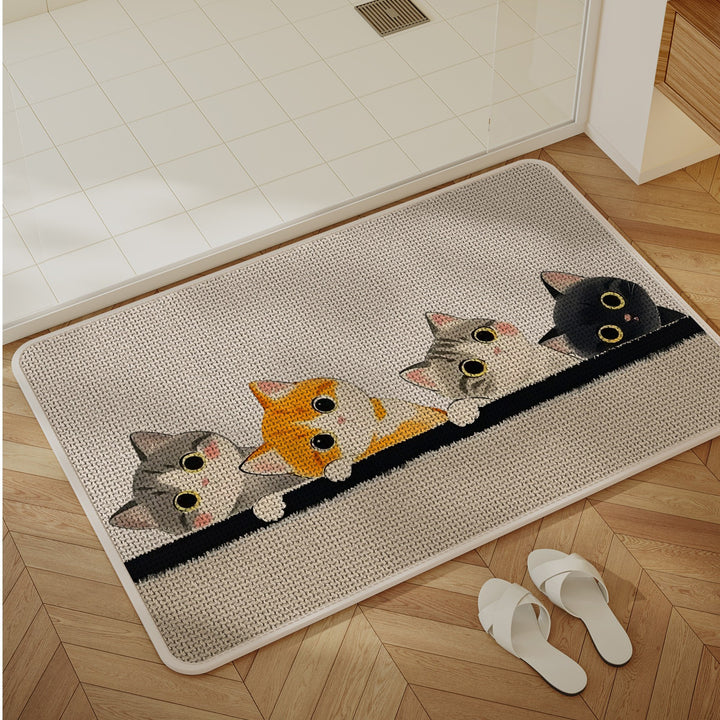 Cartoon Cat-Themed Non-Slip Bath Mat Bowlift