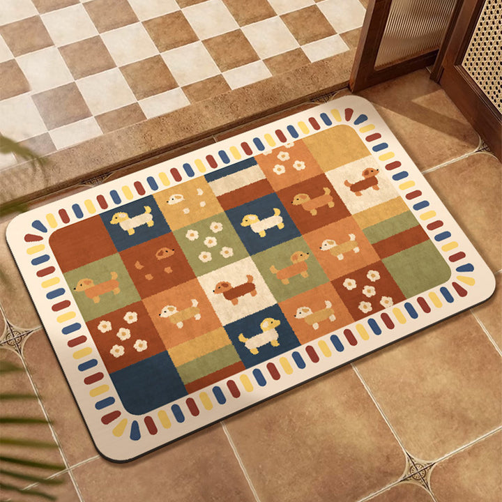 Colorful Patchwork Design Floor Mat Bowlift