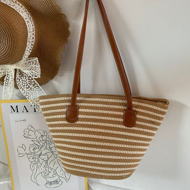 Elegant Woven Bag with Leather Handles Bowlift