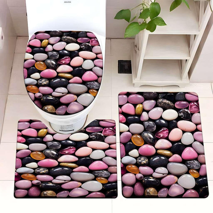 Decorative Pebble Bathroom Mat Set Bowlift