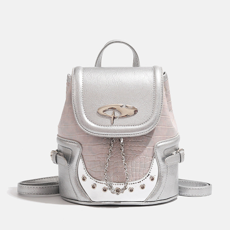 Fashionable Crocodile-Embossed Mini Backpack Bowlift