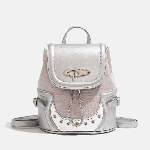 Fashionable Crocodile-Embossed Mini Backpack Bowlift