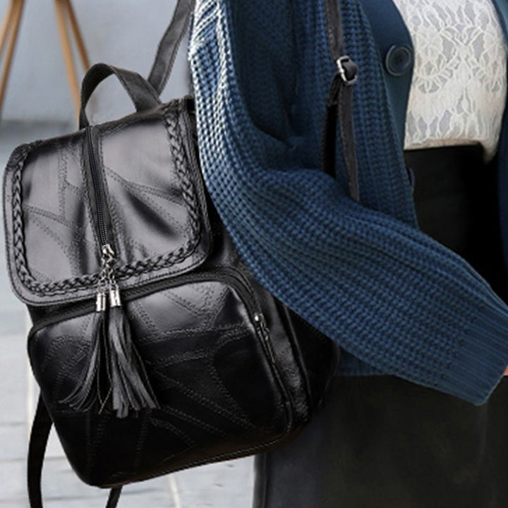 Chic Textured Leather Backpack Bowlift
