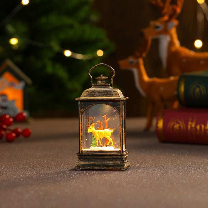 Nostalgic Snowman Lantern with Glitter Effects Bowlift