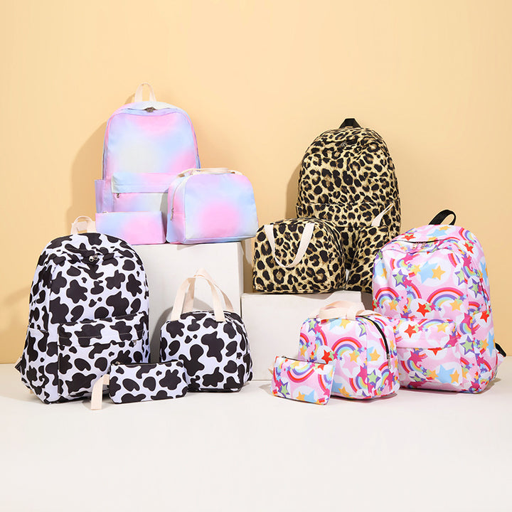 Stylish Leopard Print Backpack and Accessory Set Bowlift