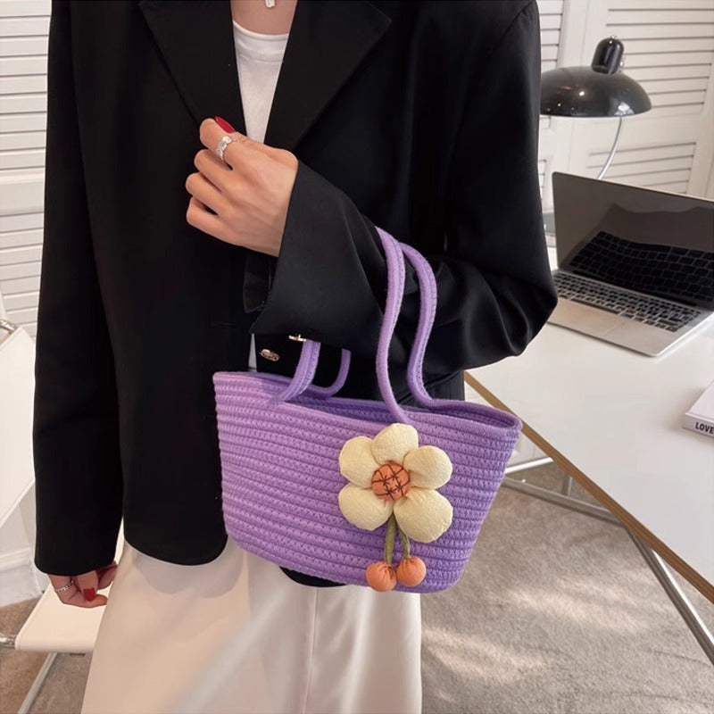 Decorative Woven Straw Tote Bowlift