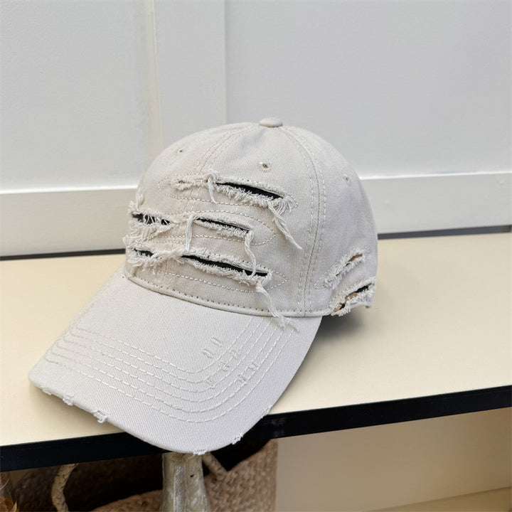 Men's Distressed Denim Baseball Cap Bowlift