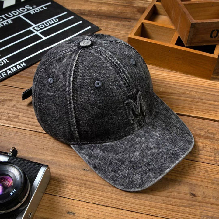 Men's Distressed Denim Baseball Cap Bowlift