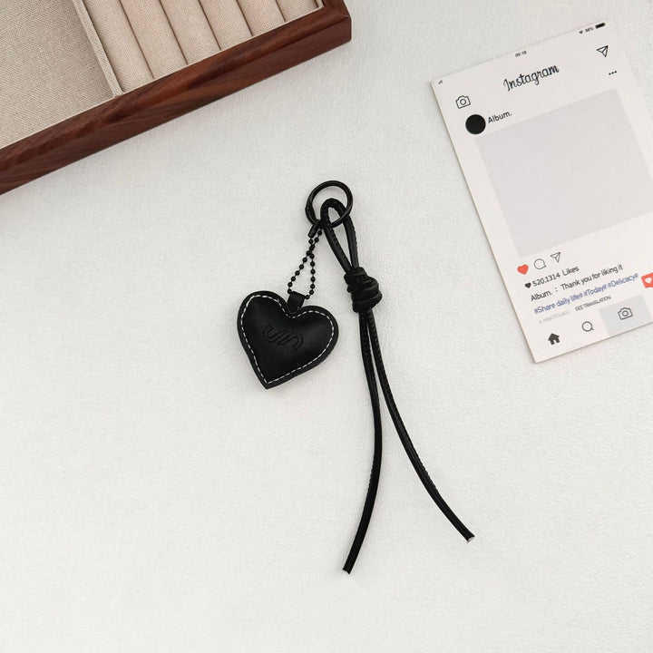 Leather Heart Charm Keychain Bowlift