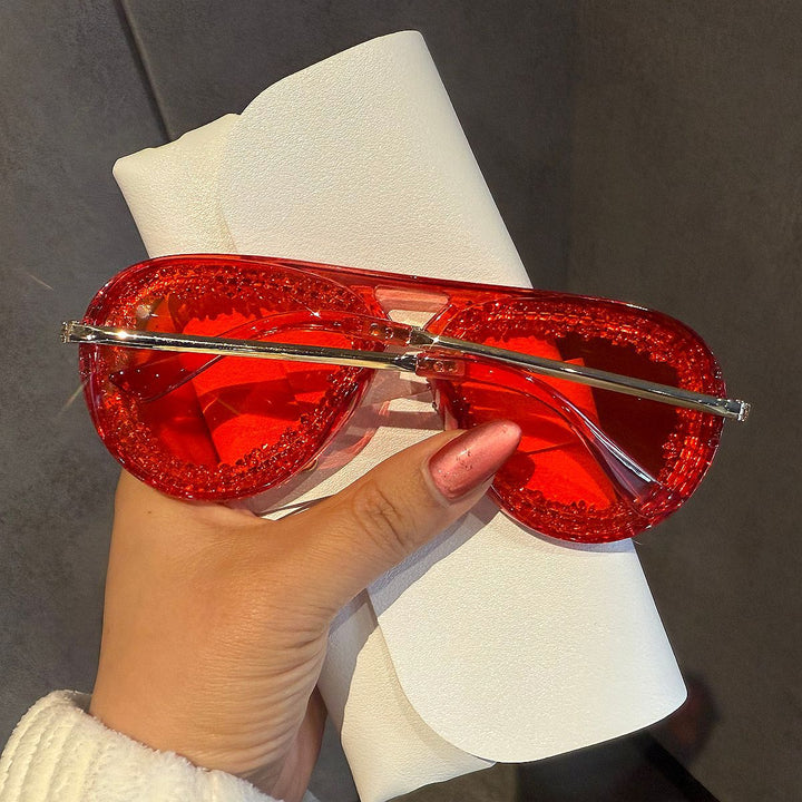 Women's extravagant heart-shaped sunglasses with sparkling rhinestone frame Bowlift