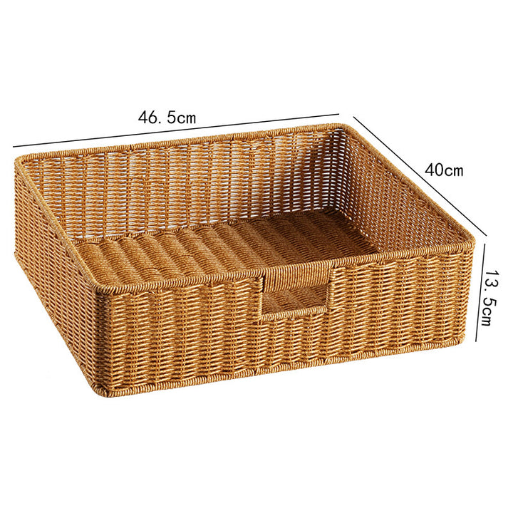 Handwoven Storage Basket with Cutout Handles Bowlift
