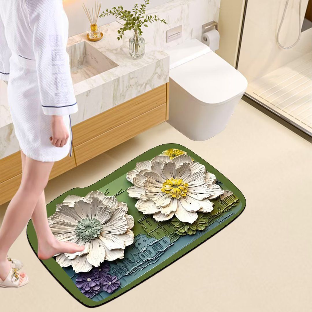 Floral Pattern Non-Slip Bath Mat Bowlift