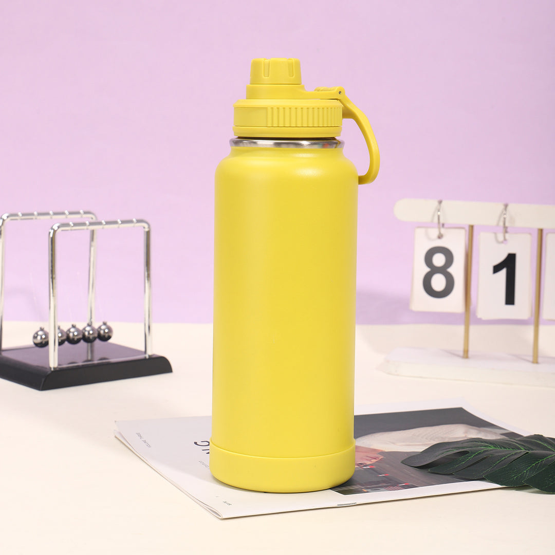 Insulated Stainless Steel Wide-Mouth Sport Bottle With Twist-Lock Spillproof Cap And Silicone Base