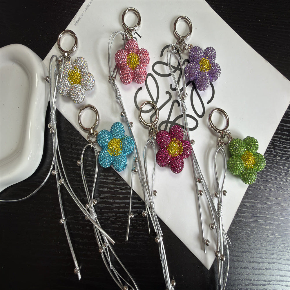 Rhinestone Flower Charm Keychain Bowlift