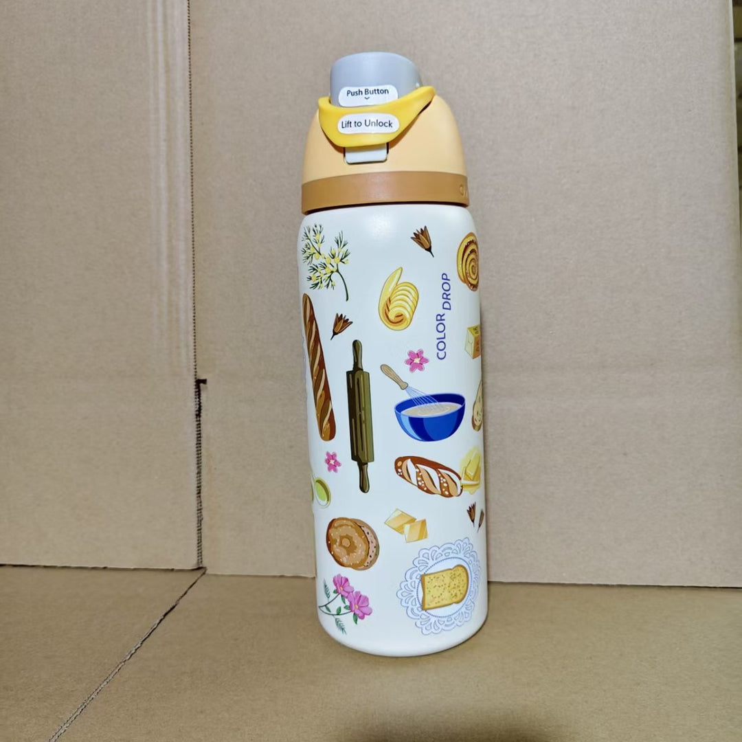 Insulated Stainless Steel Vacuum Water Bottle With One-Touch Flip Lid And Leakproof Safety Lock