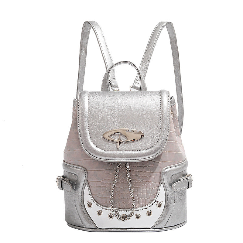 Fashionable Crocodile-Embossed Mini Backpack Bowlift