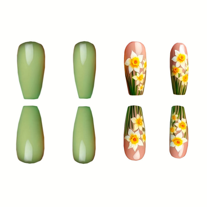 Floral Daffodil Press-On Nail Art Bowlift