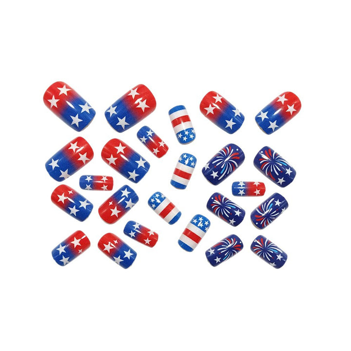 Artificial nails in patriotic star and stripe design Bowlift