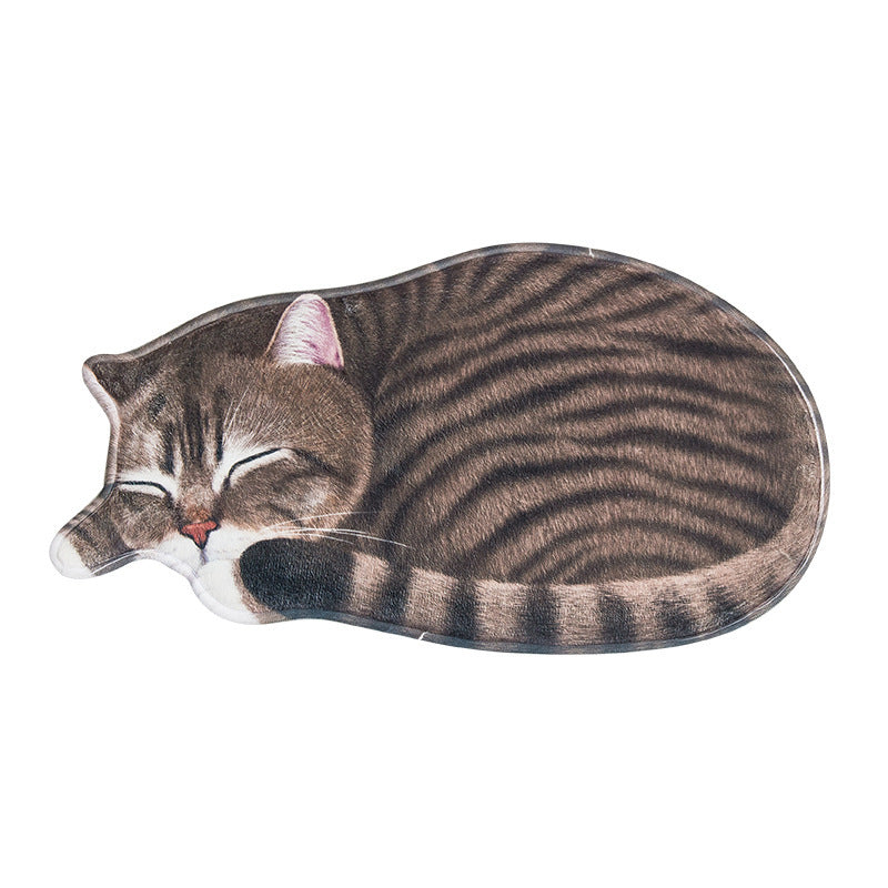 Cartoon Cat-Themed Plush Bath Mat Bowlift