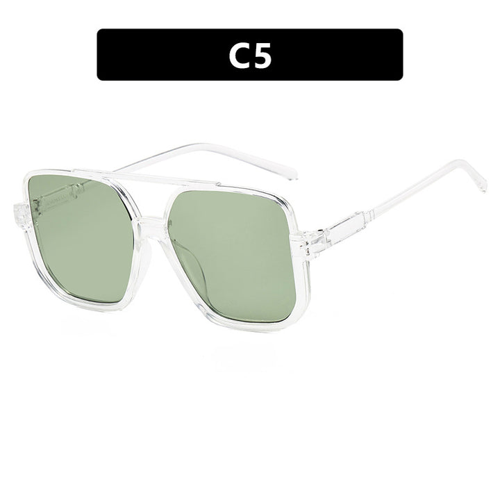 Women's square sunglasses with transparent frame and green tinted lenses Bowlift