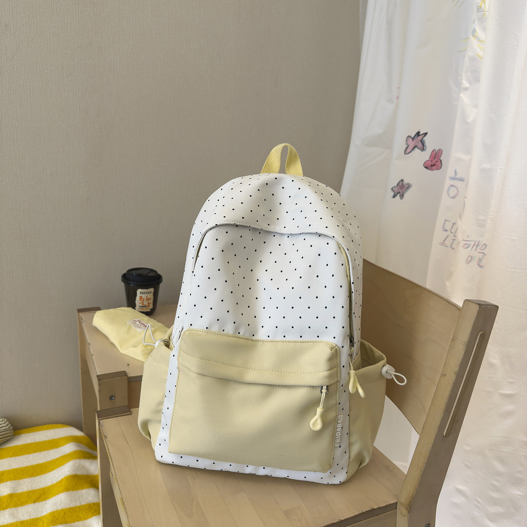 Polka Dot and Solid Color Backpack Bowlift