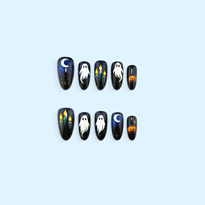 Artificial nails in festive Halloween design Bowlift