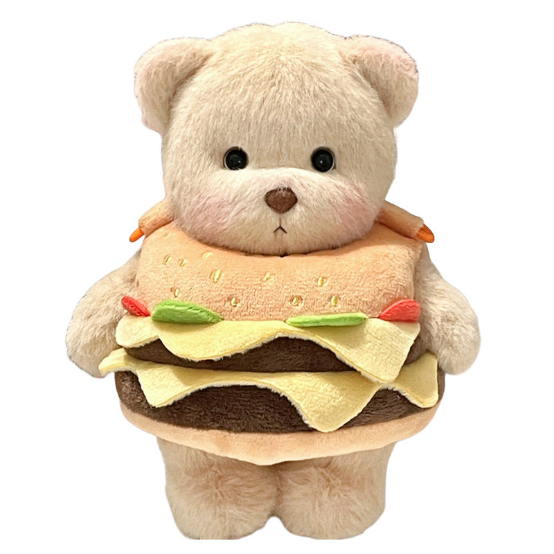 Cuddly toy with hamburger application Bowlift