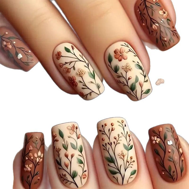 Floral Design Acrylic Nail Art Bowlift