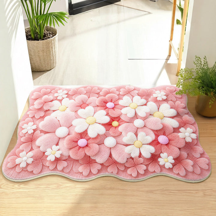 Floral-Themed Memory Foam Bath Mat Bowlift