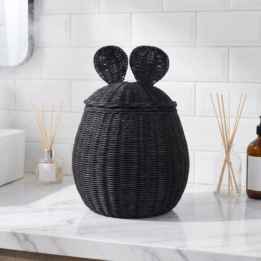 Decorative Woven Storage Basket with Lid Bowlift